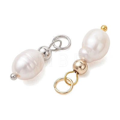 6Pcs 2 Colors Natural Cultured Freshwater Pearl Pendants PALLOY-JF05189-1