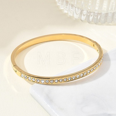 304 Stainless Steel & Rhinestone Hinged Bangles for Women BJEW-Z178-09G-1