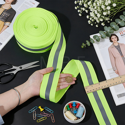 Reflective Polyester Ribbons SRIB-WH0011-475A-1-1
