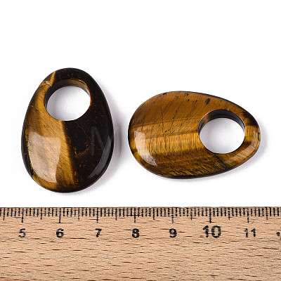 Natural Tiger Eye Large Hole Pendants G-N348-06B-09-1