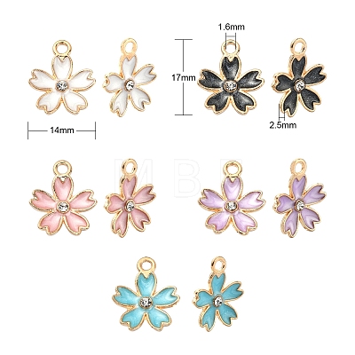 50Pcs 5 Colors Alloy Enamel Pendants ENAM-CJ0002-39-1