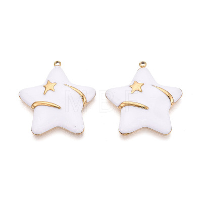 304 Stainless Steel & Enamel Pendants STAS-T073-61A-G-1