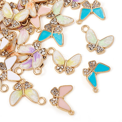 32Pcs 8 Style Alloy Enamel Rhinestones Pendants ENAM-TA0001-26LG-1