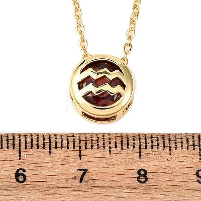 Brass Pave Cubic Zirconia Birth Stone Constellation Pendant Cable Chain Necklaces LS-NJEW-D334-01G-02-1