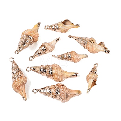 Electroplate Natural Spiral Shell Pendants SSHEL-Q100-38G-1