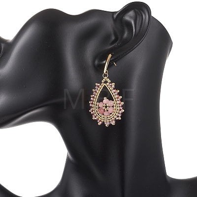 Teardeop Glass Beaded & Dyed Natural Malaysia Jade Dangle Stud Earrings EJEW-MZ00707-01-1