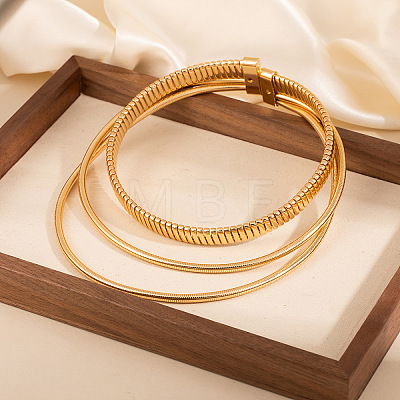 Alloy 3 Layer Snake Chain Choker Necklaces with Iron Clasps NJEW-P353-01G-1