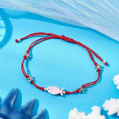 Nylon Braided Bead Bracelets for Women Men BJEW-JB11312-01-1