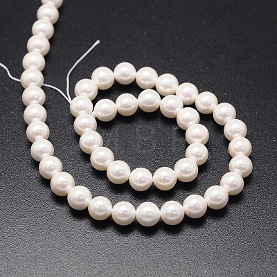 Shell Pearl Beads Strands X-BSHE-E008-8mm-12-1