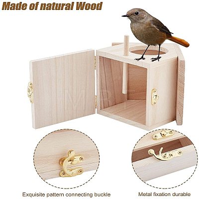 Unfinished Natural Wood Birdhouse HJEW-WH0007-01-1
