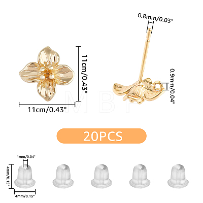 20Pcs Brass Stud Earring Findings KK-FH0004-63-1