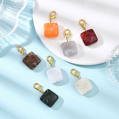 Square Acrylic Imitation Gemstone Pendant Decorations HJEW-JM04575-1