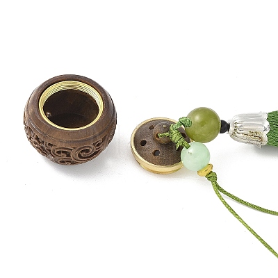Green Sandalwood Lotus Incense Balls Pendant Decorations LS-HJEW-D300-01B-02PG-1