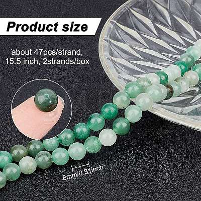 GOMAKERER 2 Strands Natural Green Aventurine Beads Strands G-GO0001-29B-1