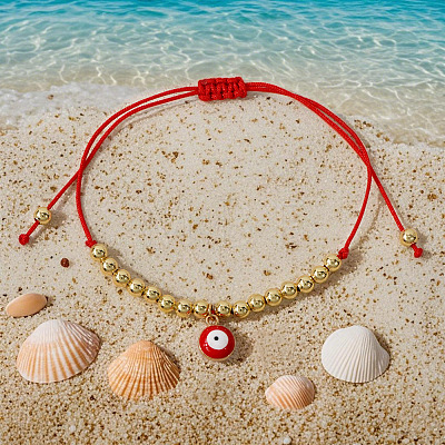 Evil Eye Brass Enamel Charm Bracelets LY1525-4-1