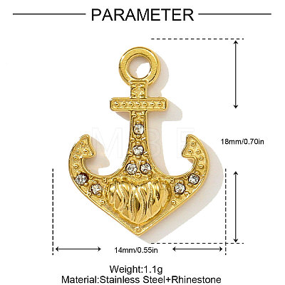 304 Stainless Steel Rhinestone Pendants STAS-OY003-91G-1