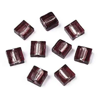 Handmade Silver Foil Lampwork Beads FOIL-S006-12x12mm-05-1