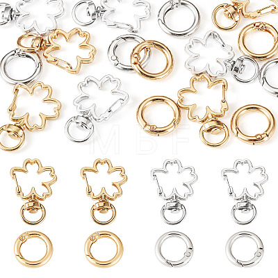10Pcs 2 Colors Flower Alloy Swivel Snap Hook Clasps & 10Pcs 2 Colors Alloy Spring Gate Rings Findings Kits FIND-TADJ0001-21-1