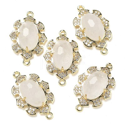 Natural Quartz Crystal Faceted Oval Connector Charms G-G181-06G-08-1