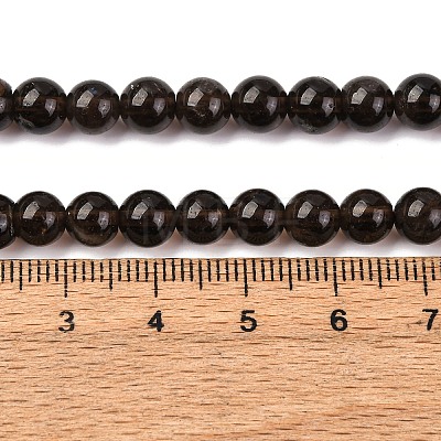 Natural Smoky Quartz Round Beads Strands G-E329-6mm-38-1