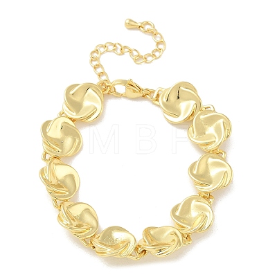 Brass Flat Round Links Bracelets for Women KK-B124-11G-1