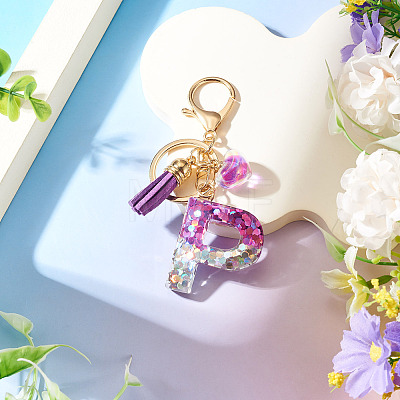 Alloy Resin Heart Keychains KEYC-TADJ0002-01G-P-1
