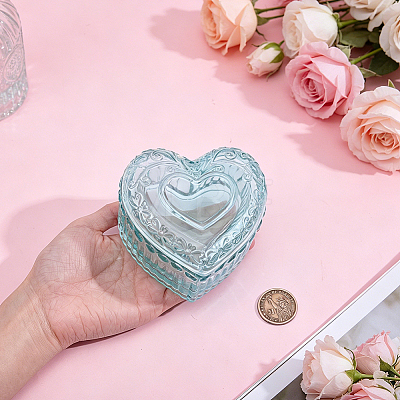 Embossed Heart Transparent Glass Jewelry Storage Boxes with Lid AJEW-HY0003-62A-1