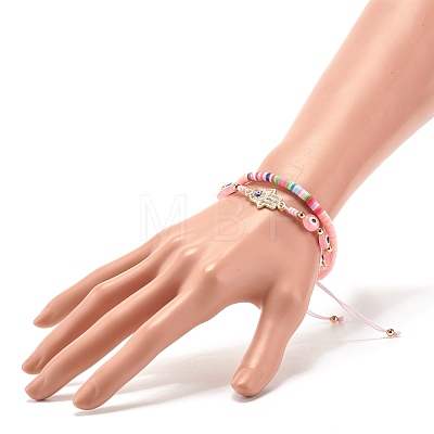 Handmade Polymer Clay Heishi Beads Stretch Bracelets Set BJEW-JB07349-03-1