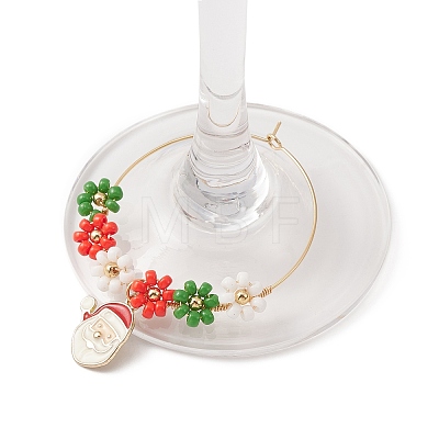 Christmas Theme Alloy Enamel Wine Glass Charms AJEW-JO00190-1