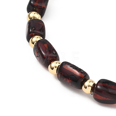 Natural Amber Cuboid Beads Stretch Bracelets for Women Men BJEW-JB13639-02-1
