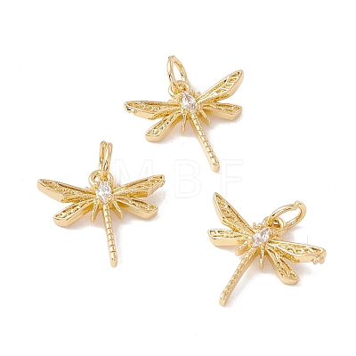 Brass Micro Pave Clear Cubic Zirconia Pendants KK-G415-03G-1