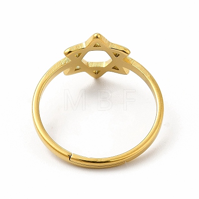 Ion Plating(IP) 304 Stainless Steel Star of David Adjustable Ring for Women RJEW-B027-13G-1