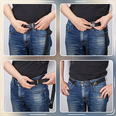 Fingerinspire 6Pcs 2 Colors Canvas Elastic Invisible Belt with Alloy Buckles AJEW-FG0003-99-1