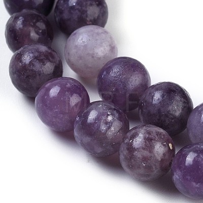 Natural Lepidolite/Purple Mica Stone Beads Strands G-E545-01A-1