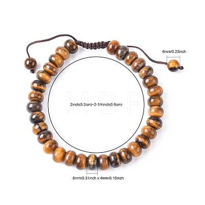 Adjustable Natural Tiger Eye Braided Bead Bracelets BJEW-F369-A06-1