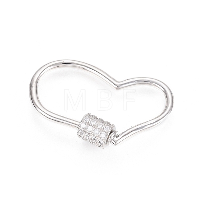 Brass Micro Pave Clear Cubic Zirconia Screw Carabiner Lock Charms ZIRC-L085-05P-1
