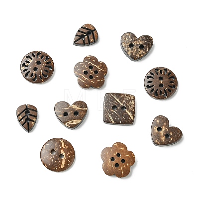 120Pcs 6 Styles Coconut Buttons BUTT-CJ0001-10-1