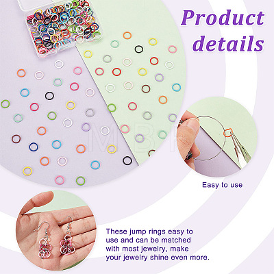   225Pcs 15 Colors SPray Painted Zinc Alloy Jump Rings FIND-H0010-91A-1