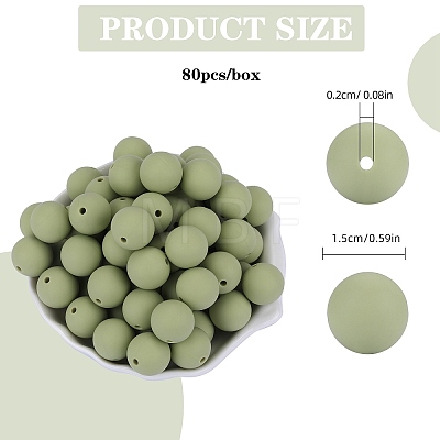 80Pcs Round Silicone Focal Beads SIL-SZ0001-24-32-1