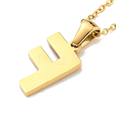 Ion Plating(IP) Initial Letter 304 Stainless Steel Pendant Necklaces NJEW-M199-01G-F-1