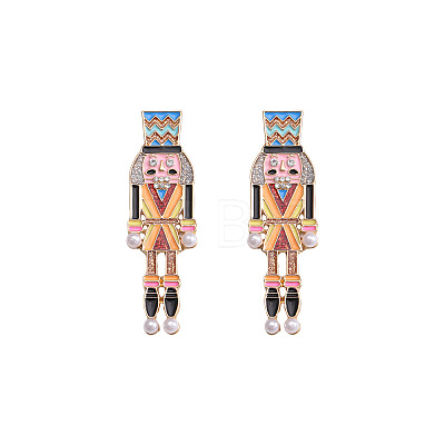 Cartoon Soldier Shape Alloy Enamel Stud Earrings FS-WGA682D-06-1
