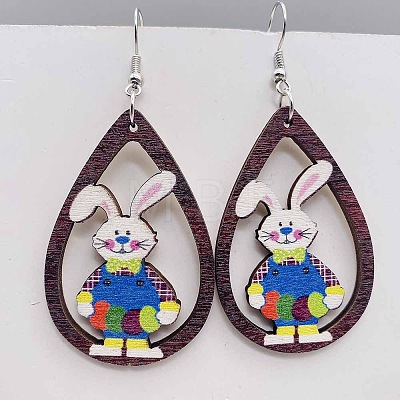 Easter Wood Dangle Earrings FS-WG65A0D-03-1