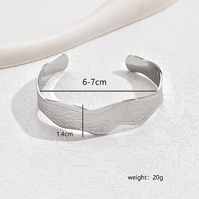 Stainless Steel Twist Wave Cuff Bangle for Women ZH3783-2-1