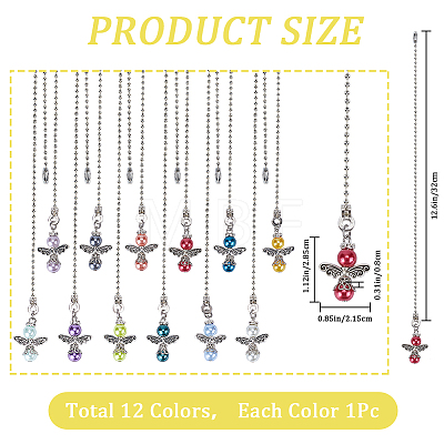 Pearlized Glass & Tibetan Style Alloy Ceiling Fan Pull Chain Extenders AJEW-AB00130-1