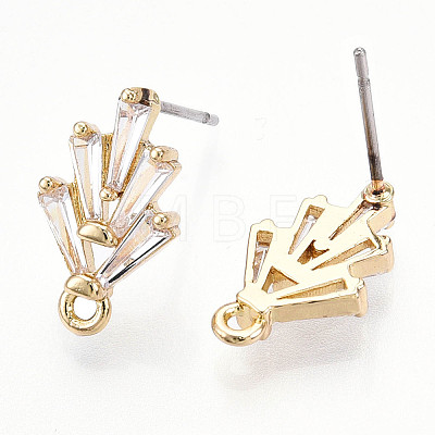 Brass Cubic Zirconia Ear Studs MAK-T011-04G-1