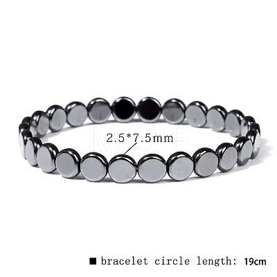 Synthetic Non-magnetic Hematite Beads Stretch Bracelets for Men RL7655-17-1