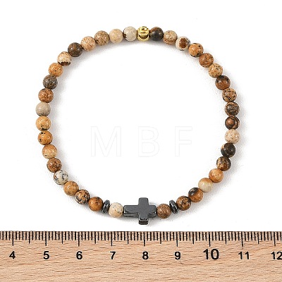 Non-magnetic Synthetic Hematite & Natural Mixed Gemstone Beaded Stretch Bracelets for Women Men BJEW-JB14012-1