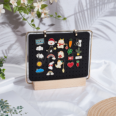 Felt with Iron Display Stands with Wood Base for Brooch ODIS-SC0001-11-1