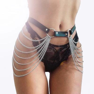 Punk Style Alloy Multi-Layer PU Leather Chain Belts for Women FS-WG2C119-02-1