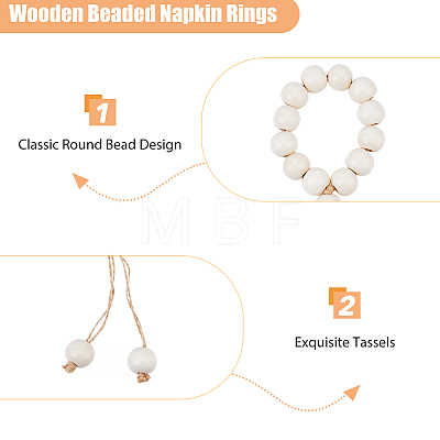 Wooden Beaded Napkin Rings AJEW-FH00002-1